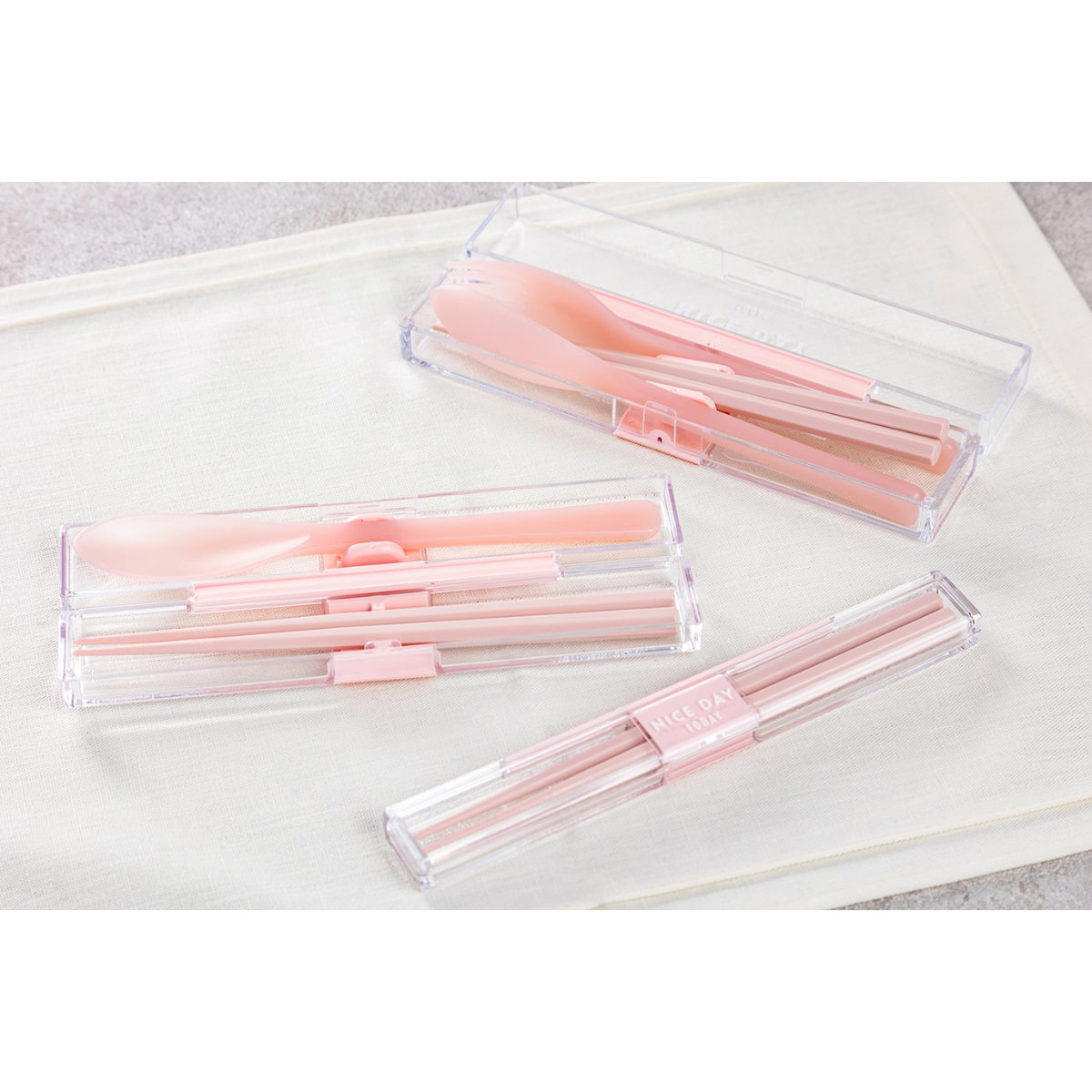 コンビセット とっても強いケース入り箸&スプーン 18.0cm ( カトラリーセット お箸 食洗機対応 大人 女子 食洗機OK 18cm 18センチ 抗菌加工 弁当 お弁当 携帯用 ) 【ピンク】 ピンク