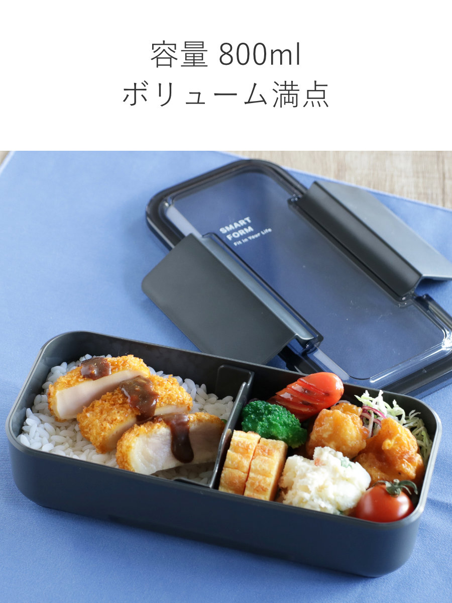 弁当箱 800ml 1段 イージーケアランチボックススリム1段800 ( お弁当箱 ランチボックス 食洗機対応 レンジ対応 パッキン一体型 大容量 男子 メンズ 食洗機OK レンジOK お弁当 弁当 スリム 一段 仕切り 抗菌 抗菌加工 男性 大人 ) 【ライトグレー】 ライトグレー