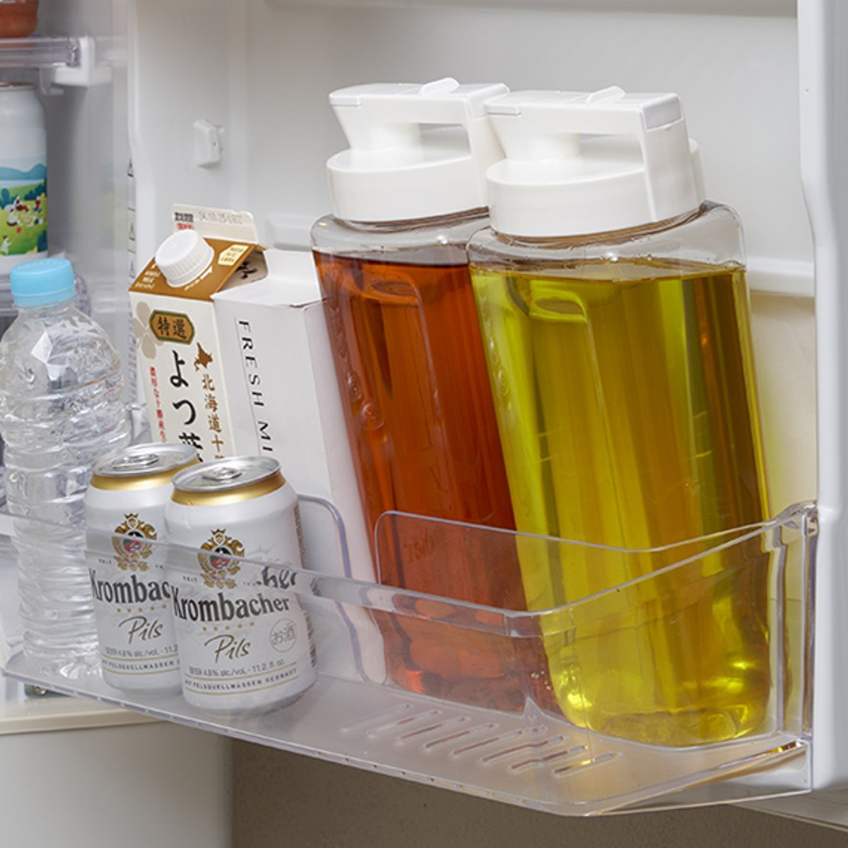 ピッチャー 2.1L タテヨコ スマートピッチャー 2.1 ( 冷水筒 横置き 日本製 熱湯対応 ドアポケット スリム 大容量 たっぷり シンプル )