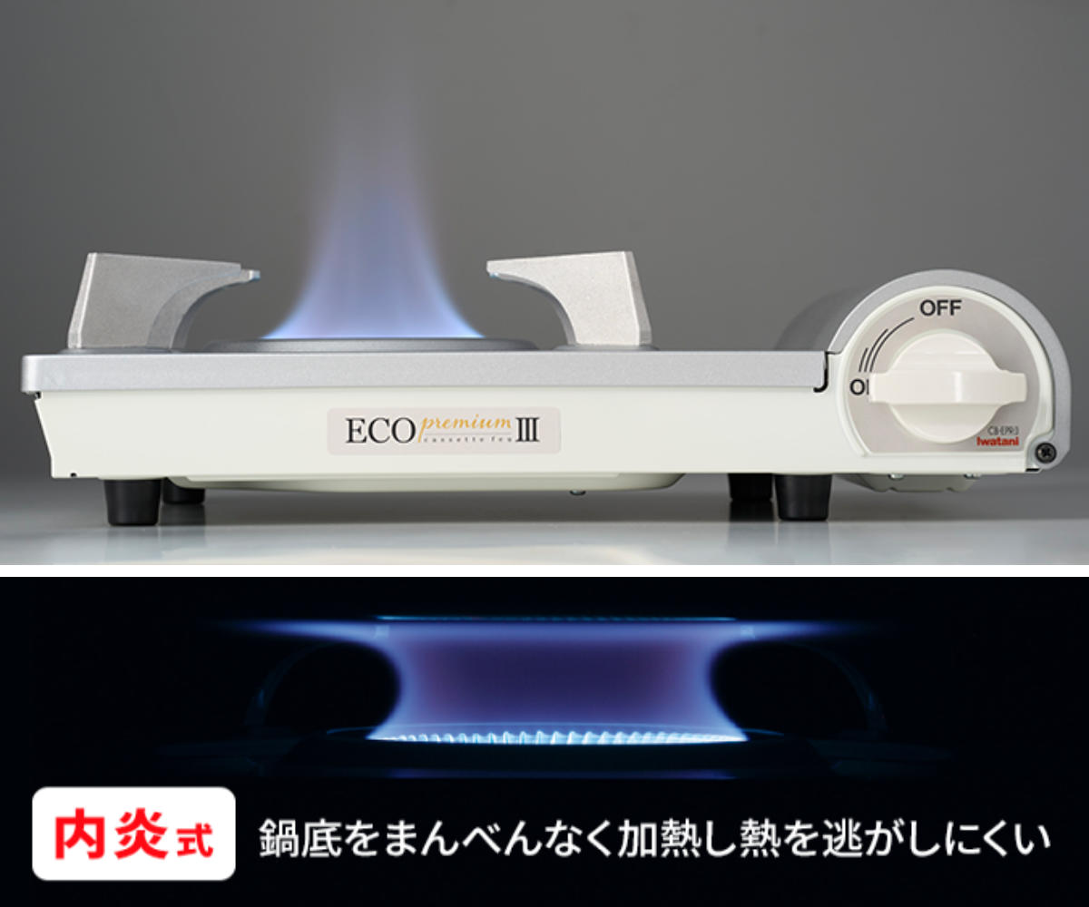 カセットコンロ スリム カセットフー エコプレミアム Iwatani ( 薄型コンロ カセットガスコンロ イワタニ コンロ 卓上ガスコンロ 大きい 内炎 省エネ マグネット着脱式 ヒートパネル搭載 1口ガスコンロ 1口 )