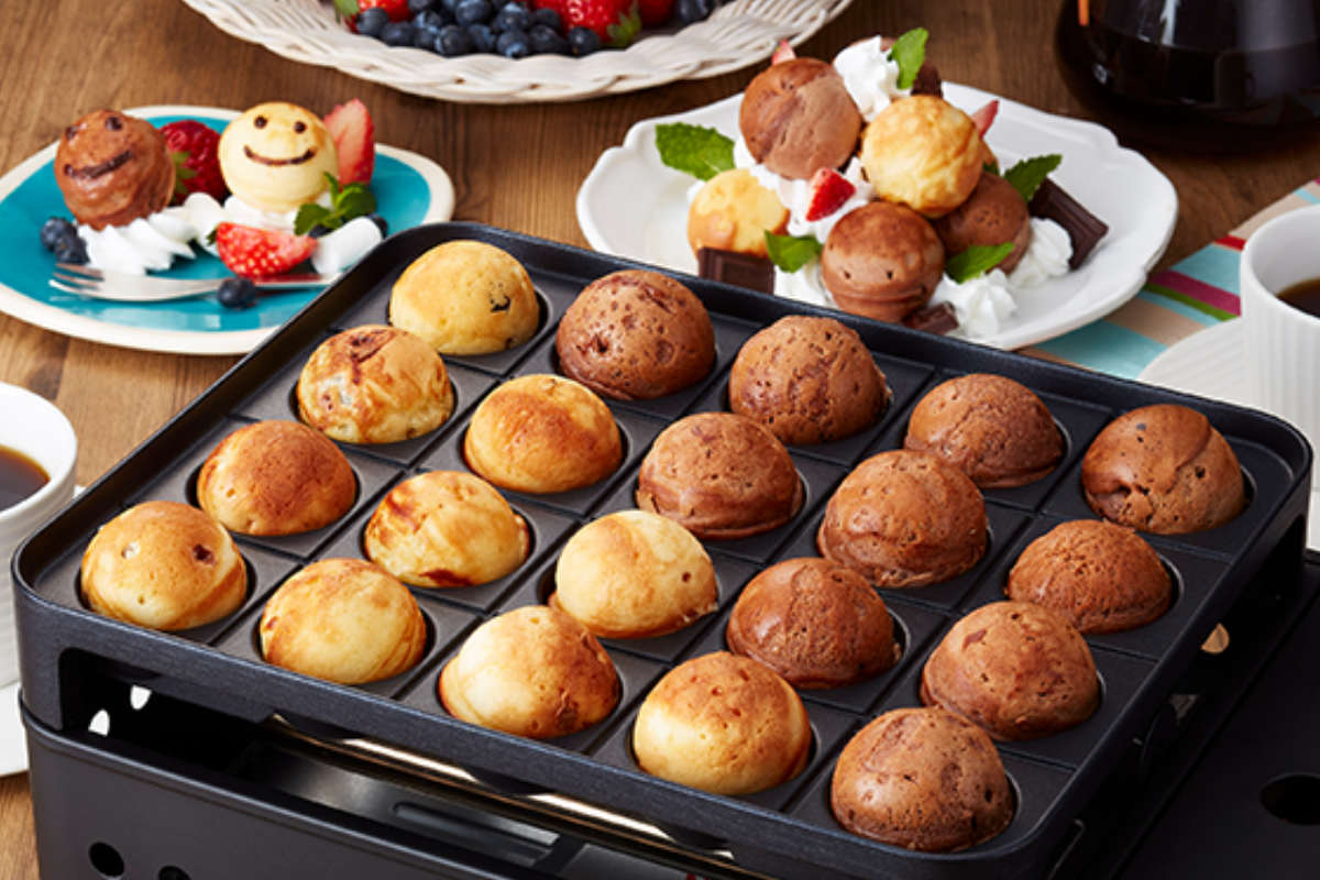 たこ焼器 カセットコンロ付き 炎たこ Iwatani ( たこ焼き器 ガス タコ焼き器 タコ焼きプレート イワタニ ガス火 たこ焼き タコ焼き コンロ 卓上 20穴 プレート フッ素加工 溝付き )