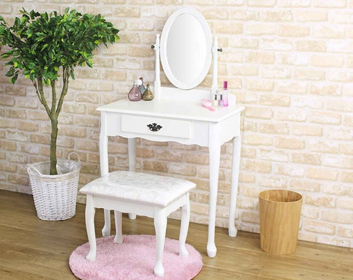 ドレッサー スツール付 アンティーク調 姫系 幅71.5cm （ 鏡台