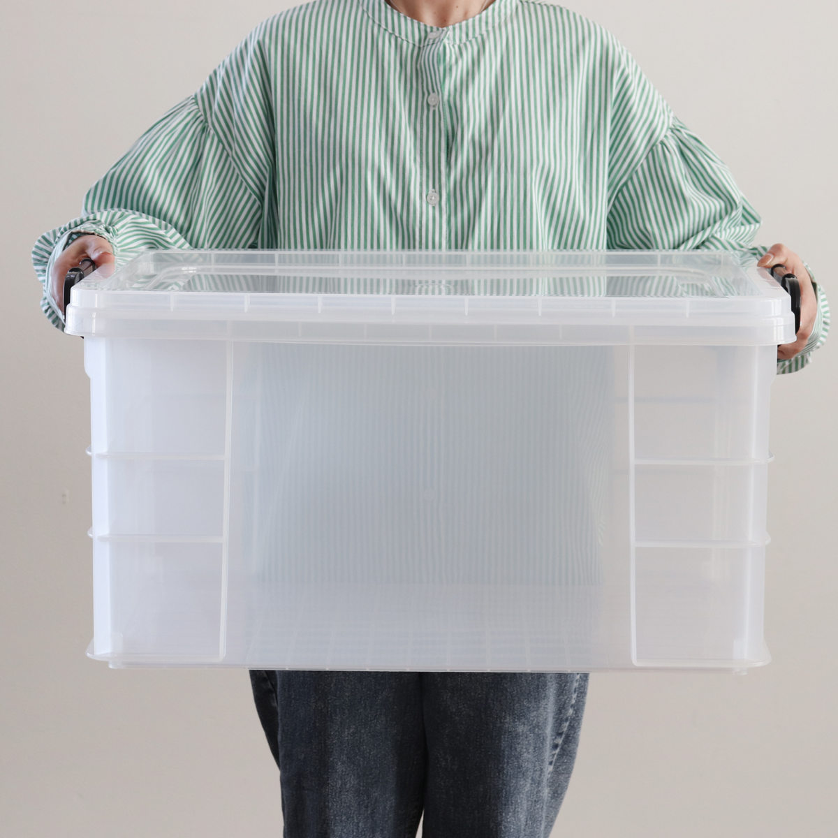 収納ボックス セーフティボックス 5型 3個セット 幅35.8×奥行53×高さ27.5cm ( 収納 ふた付き 収納ケース セーフティBOX クリア プラスチック 丈夫 クローゼット収納 積み重ね スタッキング 収納用品 小物整理 防災用品 )