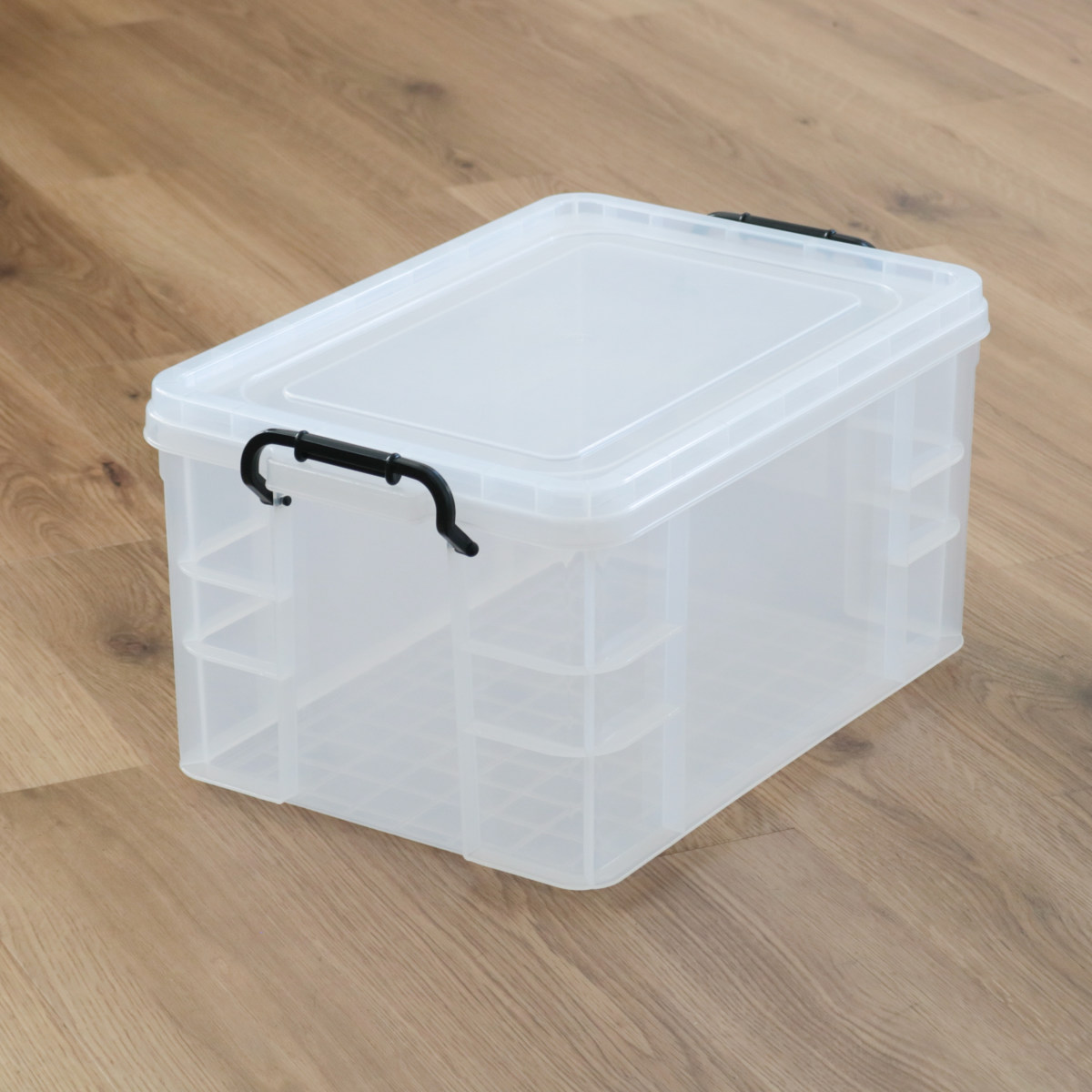 収納ボックス セーフティボックス 5型 3個セット 幅35.8×奥行53×高さ27.5cm ( 収納 ふた付き 収納ケース セーフティBOX クリア プラスチック 丈夫 クローゼット収納 積み重ね スタッキング 収納用品 小物整理 防災用品 )