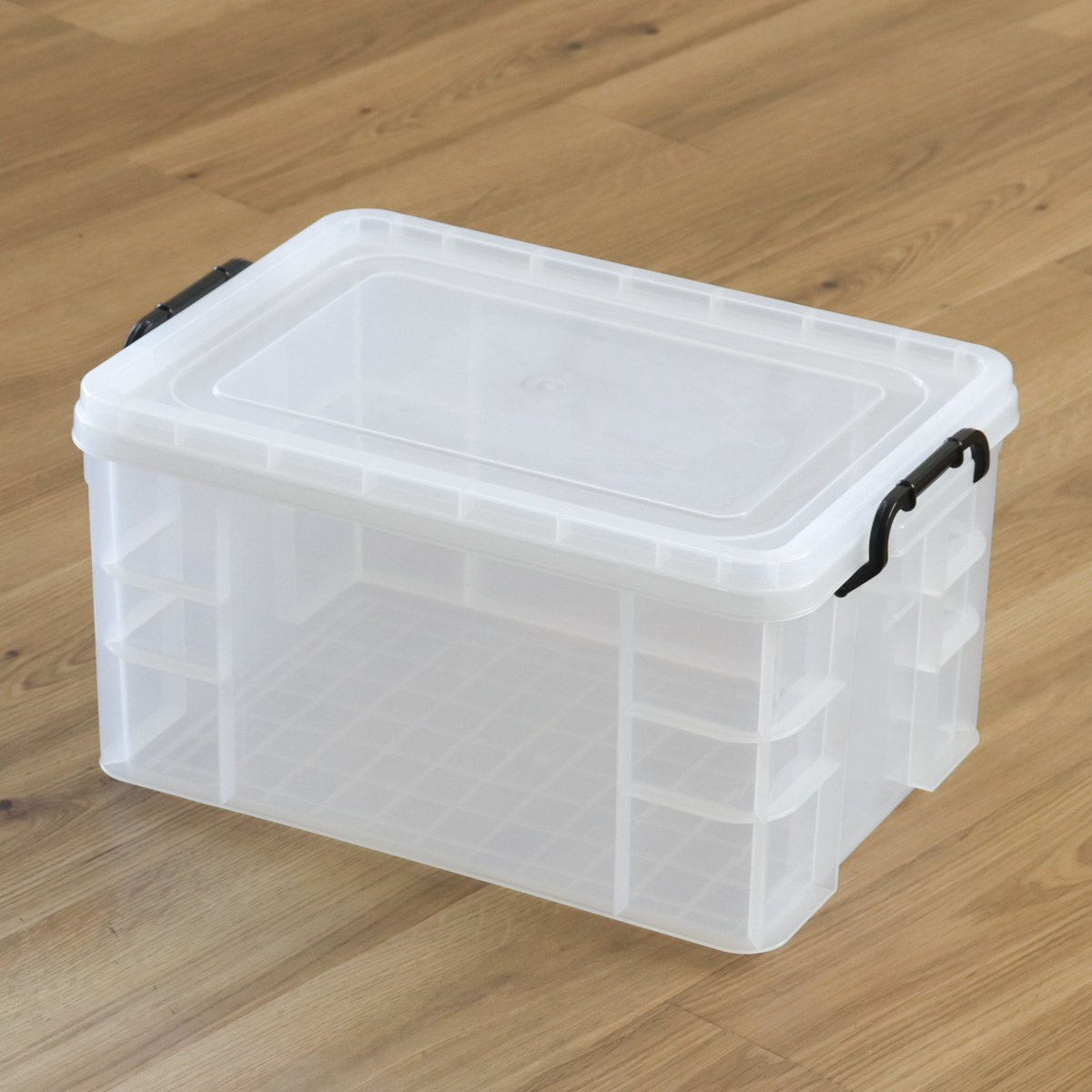 収納ボックス セーフティボックス 5型 3個セット 幅35.8×奥行53×高さ27.5cm ( 収納 ふた付き 収納ケース セーフティBOX クリア プラスチック 丈夫 クローゼット収納 積み重ね スタッキング 収納用品 小物整理 防災用品 )