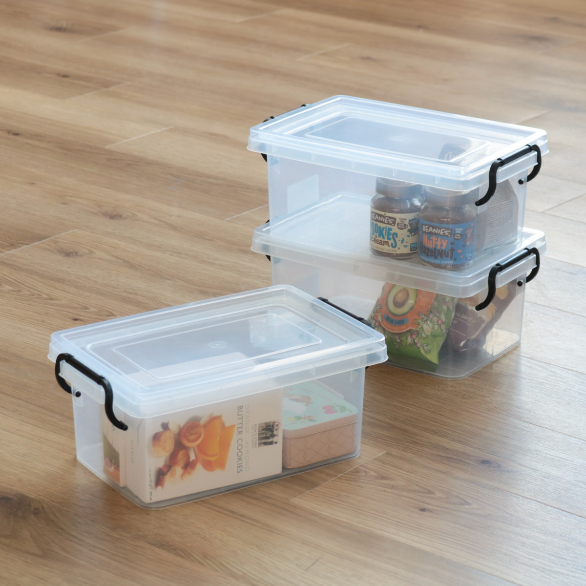 収納ボックス セーフティボックス 2型 3個セット 幅21.5×奥行34×高さ14cm ( 収納 ふた付き 収納ケース セーフティBOX クリア プラスチック 工具箱 丈夫 おもちゃ クローゼット収納 積み重ね スタッキング 収納用品 小物整理 )