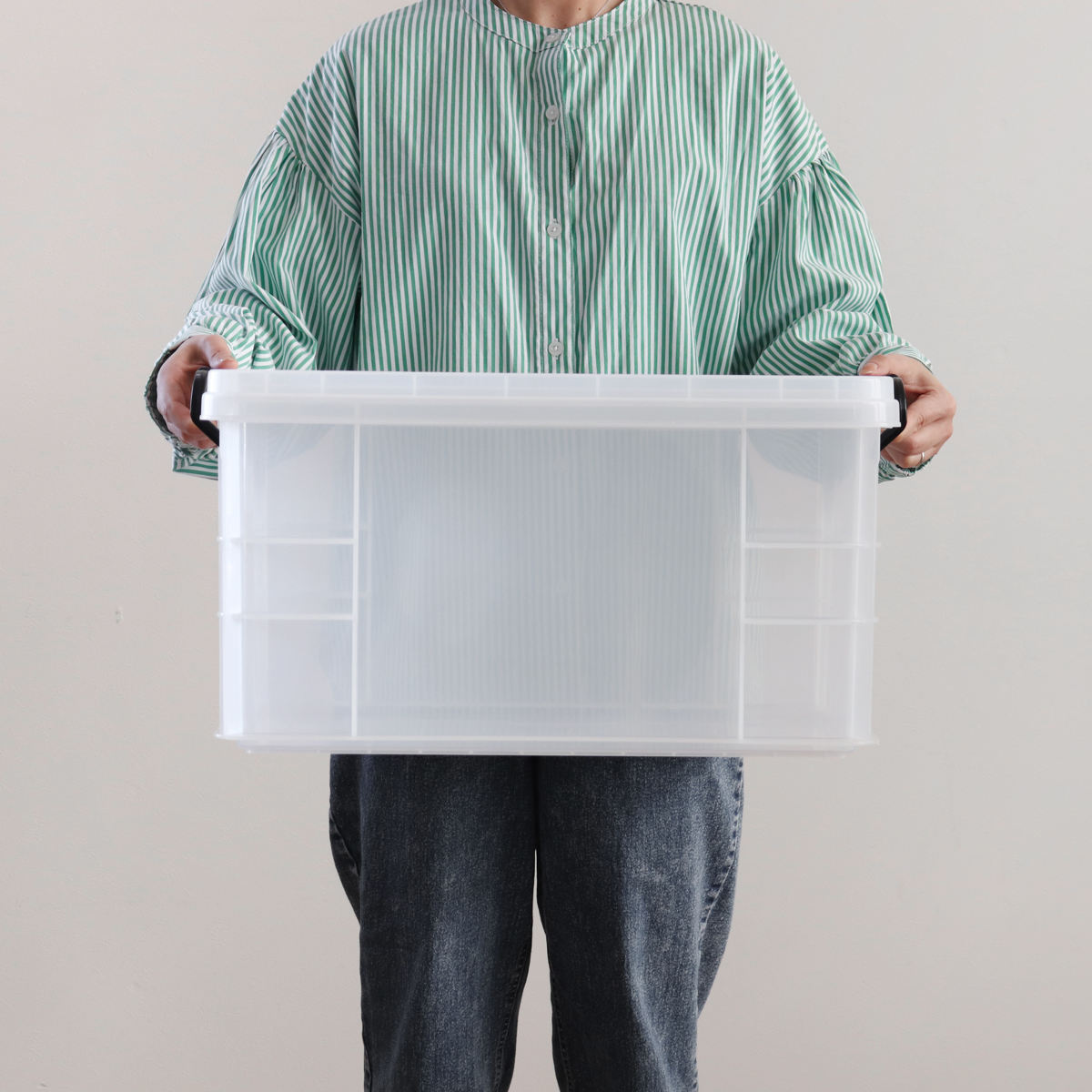 収納ボックス セーフティボックス 6型 3個セット 幅44×奥行64.8×高さ23.5cm ( 収納 ふた付き 収納ケース セーフティBOX クリア プラスチック 丈夫 クローゼット収納 積み重ね スタッキング 収納用品 小物整理 防災用品 )