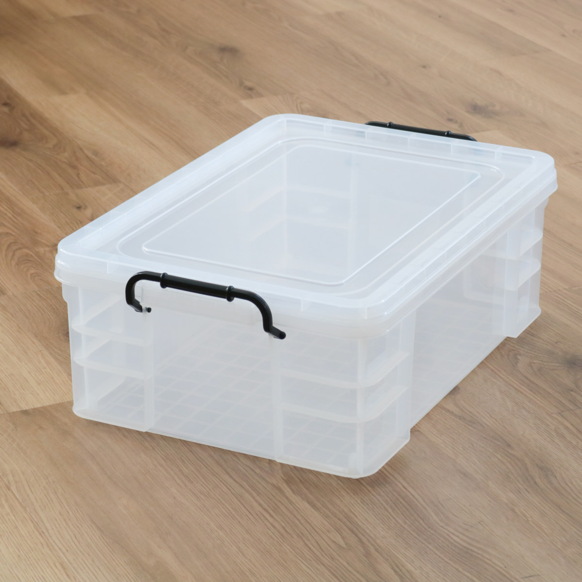 収納ボックス セーフティボックス 6型 3個セット 幅44×奥行64.8×高さ23.5cm ( 収納 ふた付き 収納ケース セーフティBOX クリア プラスチック 丈夫 クローゼット収納 積み重ね スタッキング 収納用品 小物整理 防災用品 )