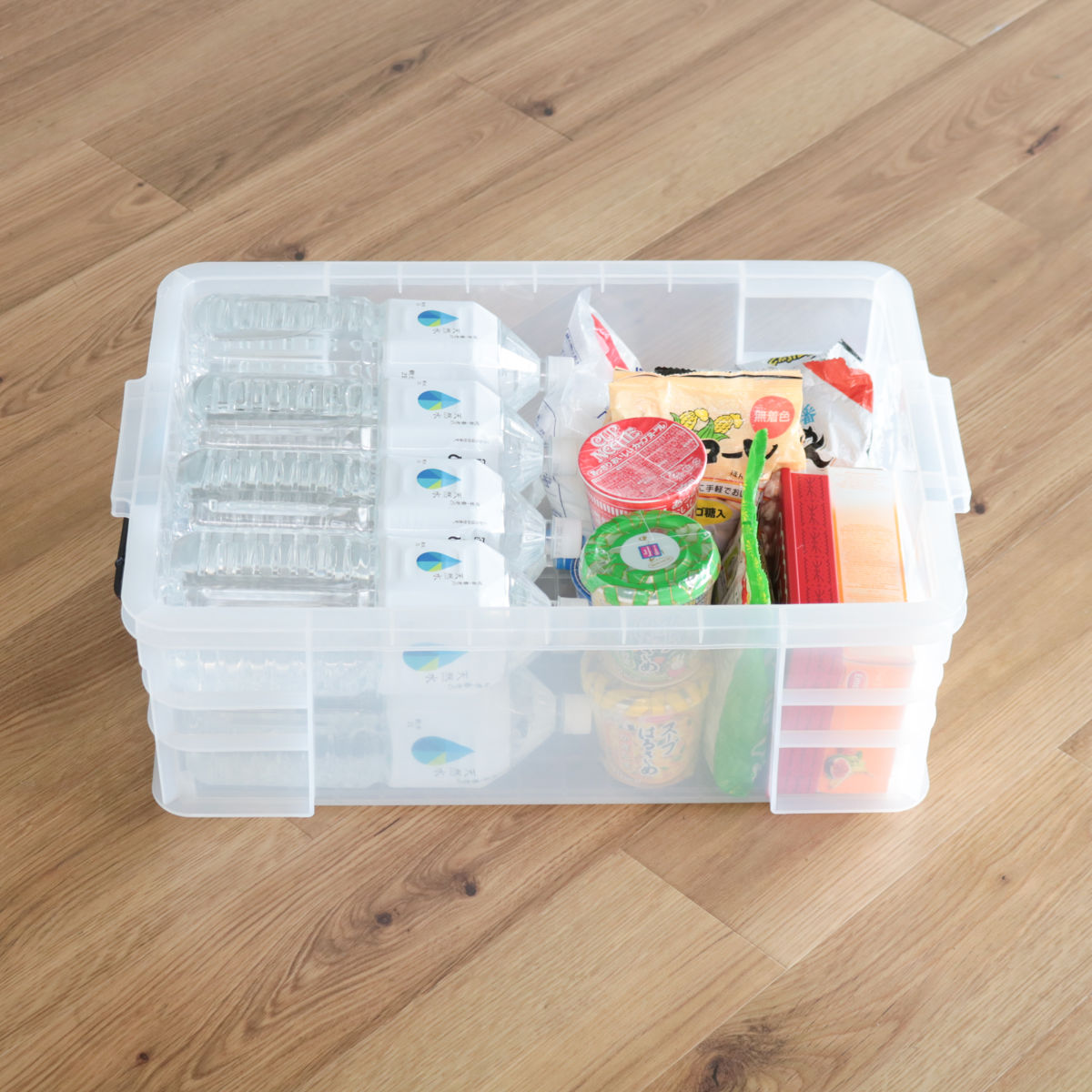 収納ボックス セーフティボックス 6型 3個セット 幅44×奥行64.8×高さ23.5cm ( 収納 ふた付き 収納ケース セーフティBOX クリア プラスチック 丈夫 クローゼット収納 積み重ね スタッキング 収納用品 小物整理 防災用品 )