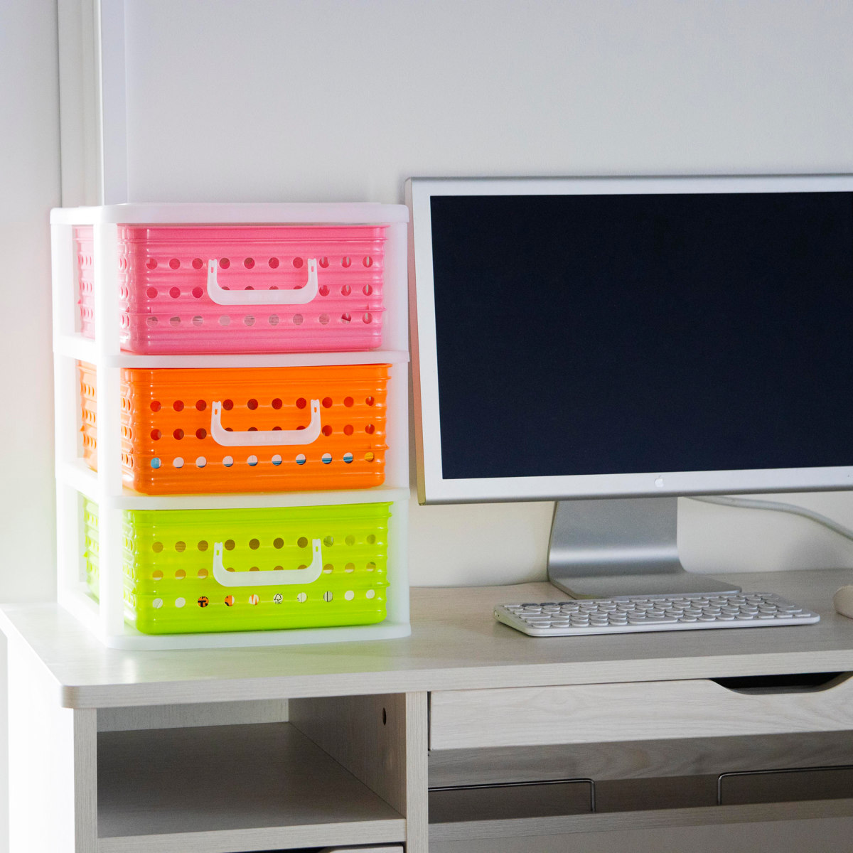 収納ケース A4 幅27.8cm 3段 卓上 ピッコロバスケット ( かご カゴ 収納ボックス 卓上収納 引き出し 子供部屋 小物収納 バスケット プラスチック製 子供 子ども 机 整理整頓 収納 ゲーム ソフト 文房具 文具 プリント )