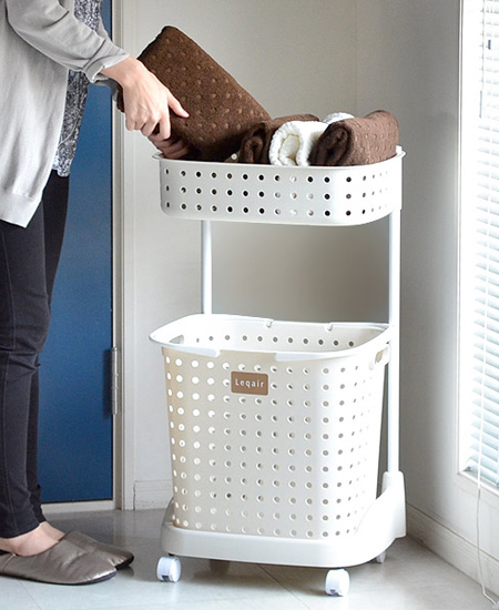 ランドリーボックス レクエア 今だけ限定15 Offクーポン発行中 2段バスケット ブラウン 洗濯かご ランドリーバスケット 脱衣かご 洗濯物入れ 洗濯カゴ 脱衣カゴ 収納バスケット ランドリーラック 脱衣籠