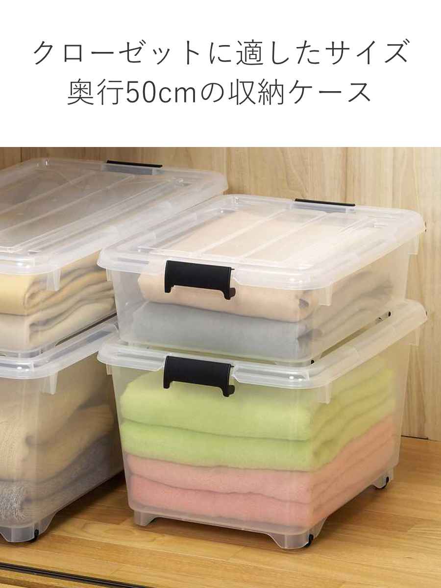 衣装ケース クローゼット 収納ケース コロモ 幅38.5×奥行50×高さ30cm 深型 （ コロ付き 収納ボックス 衣類収納 収納 奥行50  押入れ収納 押入れ 蓋付き 衣類ケース キャスター付き ）