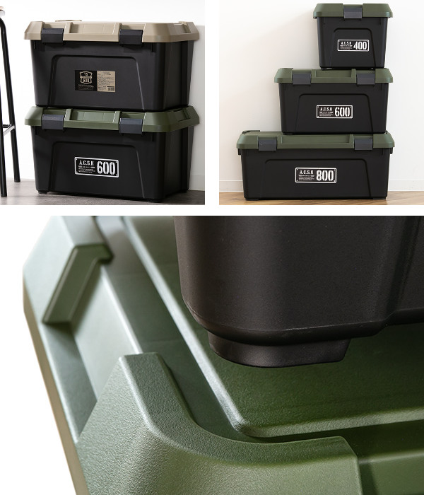 収納ボックス 幅60×奥行38×高さ33.3cm アクティブストッカー 頑丈箱 ( 38L 日本製 座れる 収納ケース 収納 ボックス フタ付き カーキ ベージュ ケース 工具箱 プラスチック おしゃれ アウトドア 防災 防災グッズ 防災用品 ) 【カーキ】 カーキ