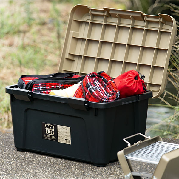 収納ボックス 幅60×奥行38×高さ33.3cm アクティブストッカー 頑丈箱 ( 38L 日本製 座れる 収納ケース 収納 ボックス フタ付き カーキ ベージュ ケース 工具箱 プラスチック おしゃれ アウトドア 防災 防災グッズ 防災用品 ) 【カーキ】 カーキ