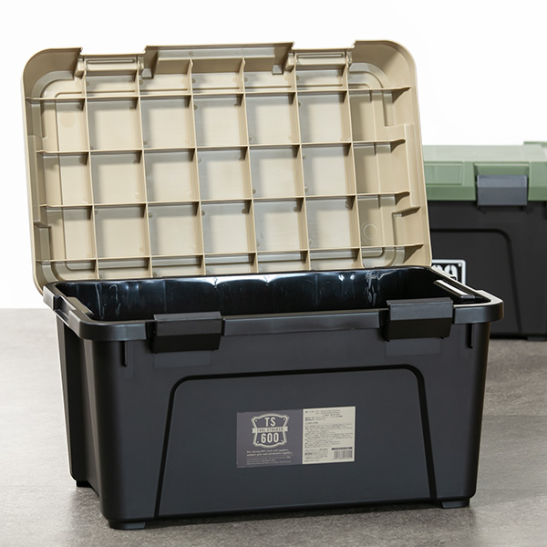 収納ボックス 幅60×奥行38×高さ33.3cm アクティブストッカー 頑丈箱 ( 38L 日本製 座れる 収納ケース 収納 ボックス フタ付き カーキ ベージュ ケース 工具箱 プラスチック おしゃれ アウトドア 防災 防災グッズ 防災用品 ) 【カーキ】 カーキ