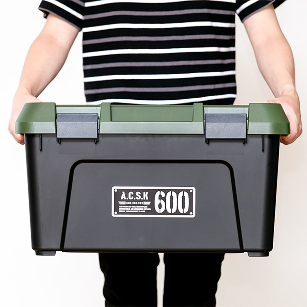 収納ボックス 幅60×奥行38×高さ33.3cm アクティブストッカー 頑丈箱 ( 38L 日本製 座れる 収納ケース 収納 ボックス フタ付き カーキ ベージュ ケース 工具箱 プラスチック おしゃれ アウトドア 防災 防災グッズ 防災用品 ) 【カーキ】 カーキ