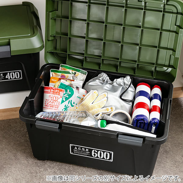 収納ボックス 幅80×奥行38×高さ33.3cm ツールストッカー 頑丈箱 ( 54L 日本製 座れる 収納ケース 収納 ボックス フタ付き カーキ ベージュ ケース 工具箱 プラスチック おしゃれ アウトドア 防災 防災グッズ 防災用品 ) 【カーキ】 カーキ