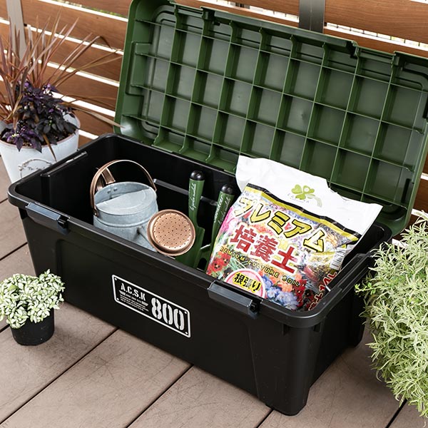 収納ボックス 幅80×奥行38×高さ33.3cm ツールストッカー 頑丈箱 ( 54L 日本製 座れる 収納ケース 収納 ボックス フタ付き カーキ ベージュ ケース 工具箱 プラスチック おしゃれ アウトドア 防災 防災グッズ 防災用品 ) 【カーキ】 カーキ