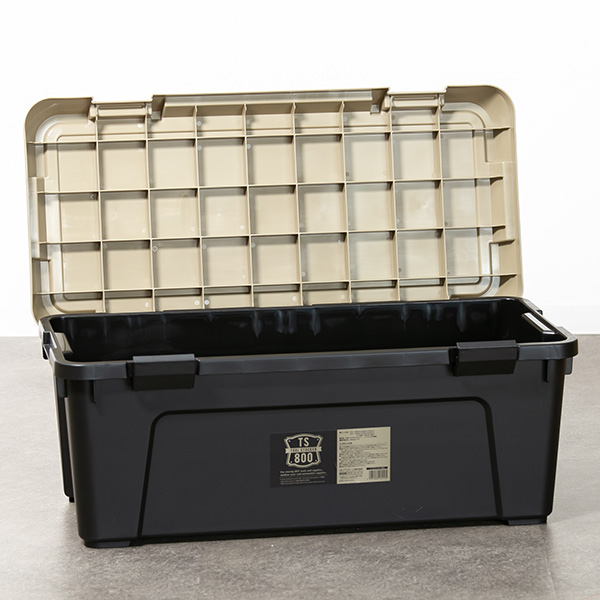 収納ボックス 幅80×奥行38×高さ33.3cm ツールストッカー 頑丈箱 ( 54L 日本製 座れる 収納ケース 収納 ボックス フタ付き カーキ ベージュ ケース 工具箱 プラスチック おしゃれ アウトドア 防災 防災グッズ 防災用品 ) 【カーキ】 カーキ