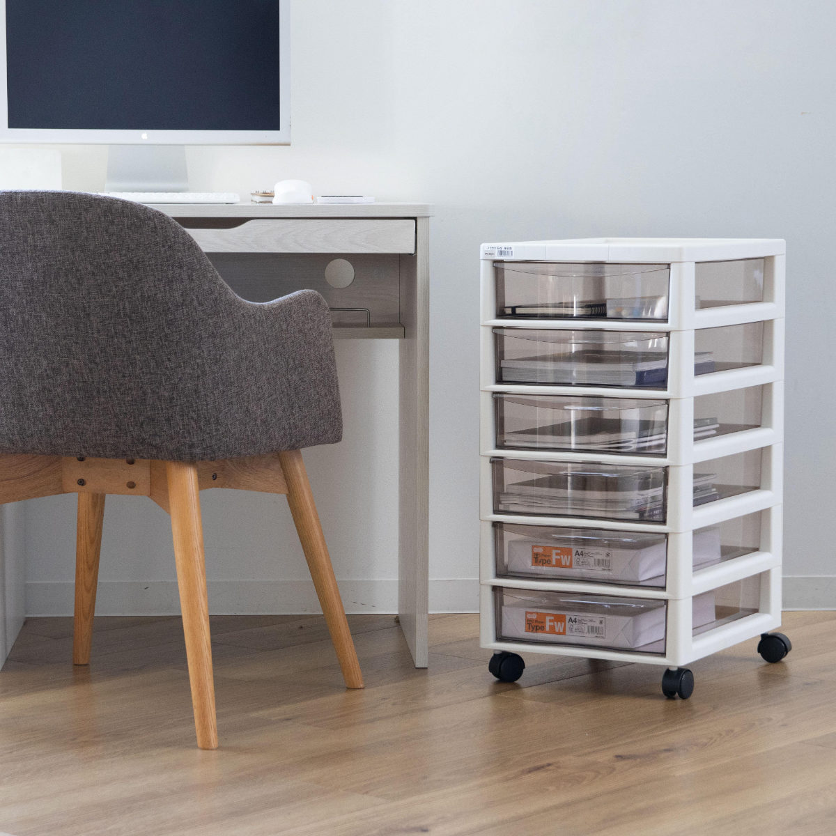 書類ケース フロアケース アプロス B4 深型 6段 幅32.3×奥行40.6×高さ64.7cm ( レターケース 引き出し 書類 収納ケース 収納 デスク収納 サイドチェスト 透明 ケース 引出し プリント 書類収納 衣類収納 ) 【アイボリー】 アイボリー