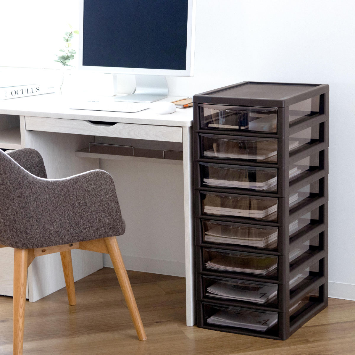 書類ケース フロアケース アプロス B4 深型 8段 幅32.3×奥行40.6×高さ83.9cm ( レターケース 引き出し 書類 収納ケース 収納 デスク収納 サイドチェスト 透明 ケース 引出し プリント 書類収納 衣類収納 ) 【アイボリー】 アイボリー