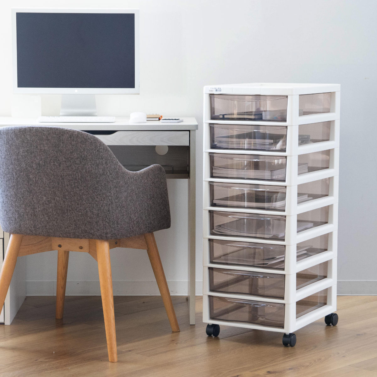 書類ケース フロアケース アプロス B4 深型 8段 幅32.3×奥行40.6×高さ83.9cm ( レターケース 引き出し 書類 収納ケース 収納 デスク収納 サイドチェスト 透明 ケース 引出し プリント 書類収納 衣類収納 ) 【アイボリー】 アイボリー