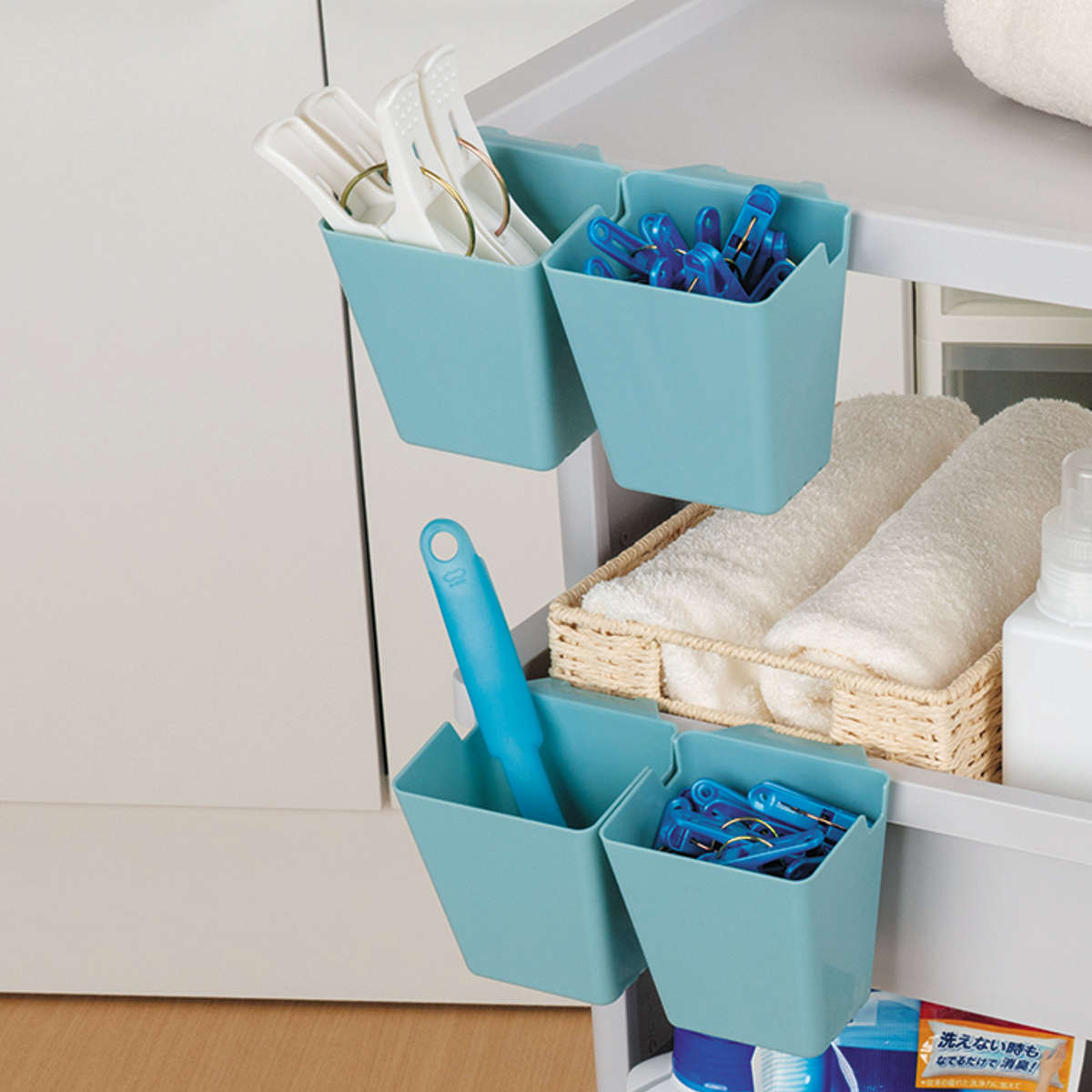 小物収納 リセスタイル ワゴン ポケット 4個組 ( リセ LISE用パーツ 追加 小分け 仕切り ケース インナーケース 引掛けられる フック ラック 収納 掛ける 部品 ごみ箱 スマホスタンド キッチンツール 洗面小物 リセシリーズ ) 【ブラック】 ブラック