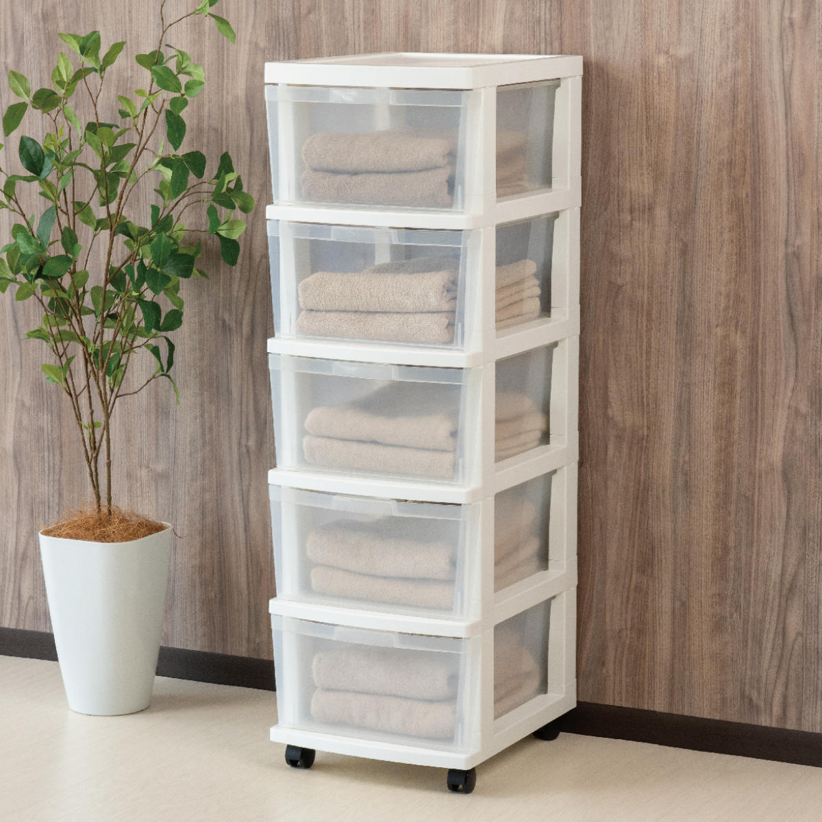 チェスト 幅34cm エミングFT 5段 ( 収納ボックス プラスチック 引き出し スリム A4 書類 整理 書類収納 衣装ケース 衣類収納 おもちゃ箱 ランドリーボックス 日本製 5杯 )