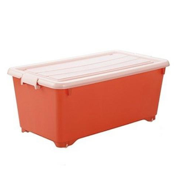 収納ボックス ふた付き 同色2個セット 約 幅40×奥行74×高さ31cm フォーシービビッド ( おもちゃ 収納 収納ケース おもちゃ箱 2個セット 子ども部屋 深型 衣類 衣装ケース スタッキング 積み重ね キャスター付き 押入れ収納 ) 【グリーン】 グリーン