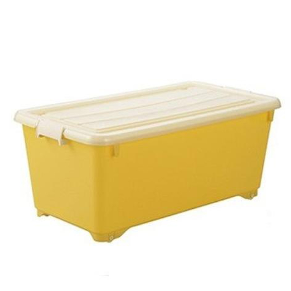 収納ボックス ふた付き 同色2個セット 約 幅40×奥行74×高さ31cm フォーシービビッド ( おもちゃ 収納 収納ケース おもちゃ箱 2個セット 子ども部屋 深型 衣類 衣装ケース スタッキング 積み重ね キャスター付き 押入れ収納 ) 【グリーン】 グリーン