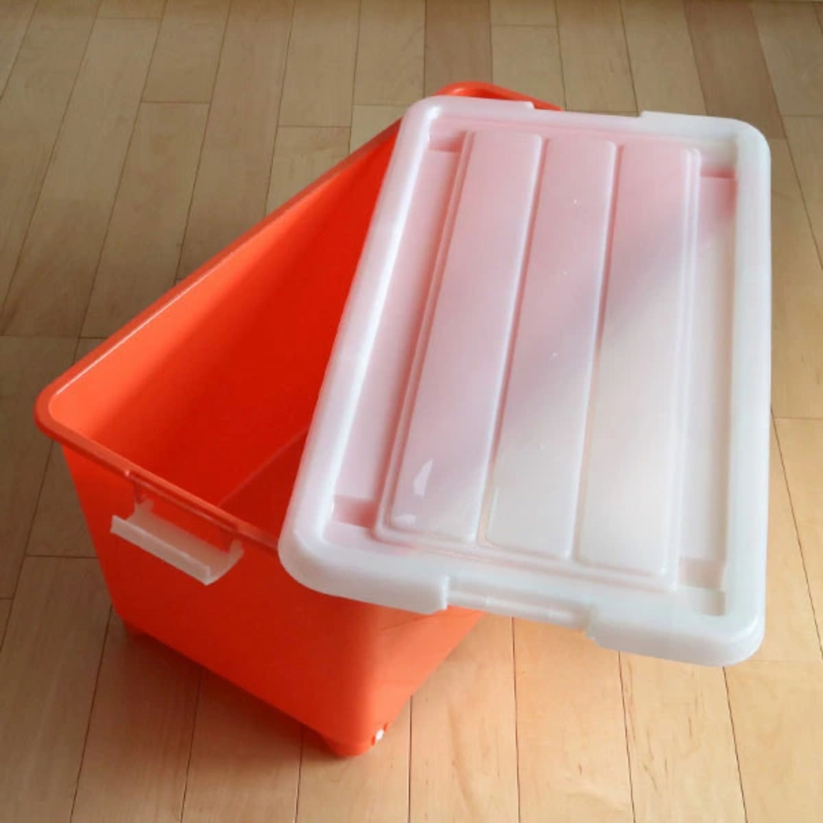 収納ボックス ふた付き 同色2個セット 約 幅40×奥行74×高さ31cm フォーシービビッド ( おもちゃ 収納 収納ケース おもちゃ箱 2個セット 子ども部屋 深型 衣類 衣装ケース スタッキング 積み重ね キャスター付き 押入れ収納 ) 【グリーン】 グリーン