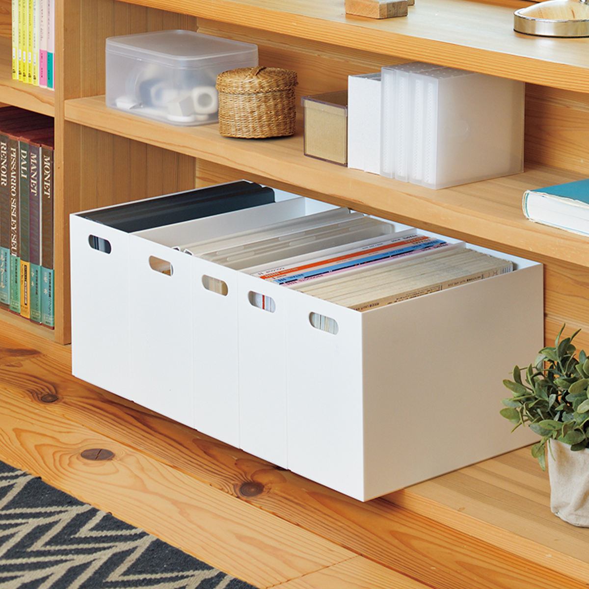 ファイルケース A4 6個セット ストレーショナリー スリムボックス 横型 ボックス型 ( ファイルボックス ファイルスタンド 書類収納 収納 プラスチック デスク 卓上収納 小物収納 ファイル ケース A4ファイル 書類 整理 仕分け ) 【ホワイト】 ホワイト