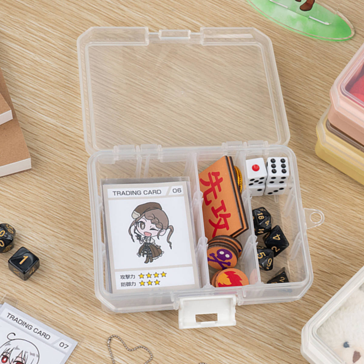 収納ケース 仕切板付き コレクションケース深型 155F 推し活 ( ホワイト クリア ピンク イエロー グリーン ブルー パープル グレー ベージュ 推し活グッズ 推し ケース かわいい おしゃれ 飾れる 飾る ディスプレイ ) 【ホワイト】 ホワイト