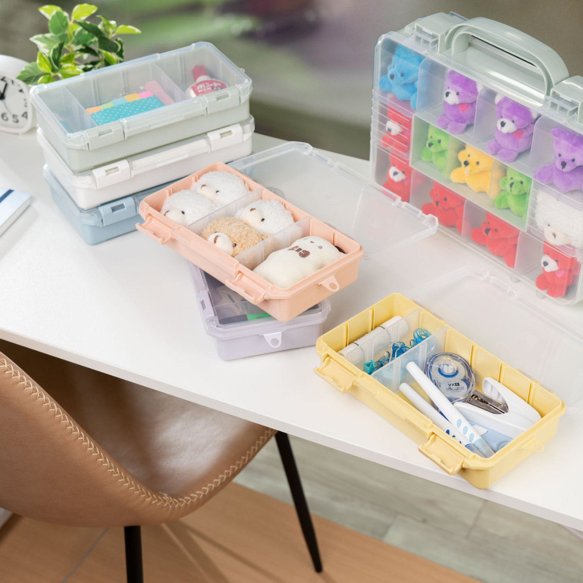 収納ケース 仕切板付き コレクションケース深型 230HF 推し活 ( ホワイト クリア ピンク イエロー グリーン ブルー パープル グレー ベージュ 推し活グッズ 推し ケース かわいい おしゃれ 飾れる 飾る ディスプレイ ) 【グリーン】 グリーン