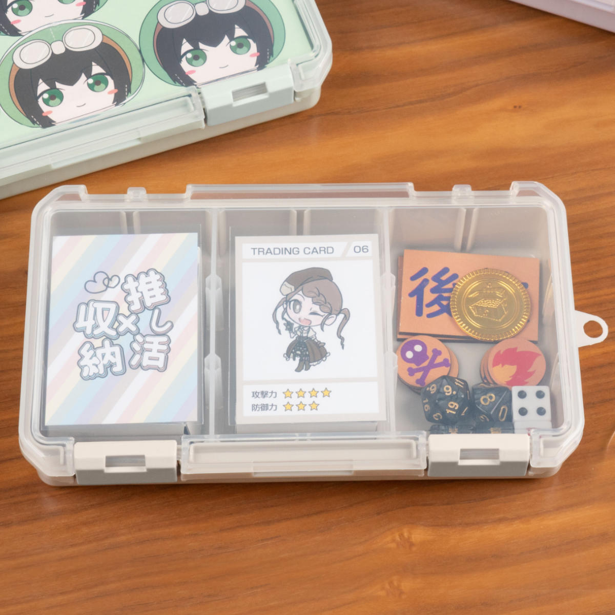 収納ケース 仕切板付き コレクションケース深型 230HF 推し活 ( ホワイト クリア ピンク イエロー グリーン ブルー パープル グレー ベージュ 推し活グッズ 推し ケース かわいい おしゃれ 飾れる 飾る ディスプレイ ) 【グリーン】 グリーン