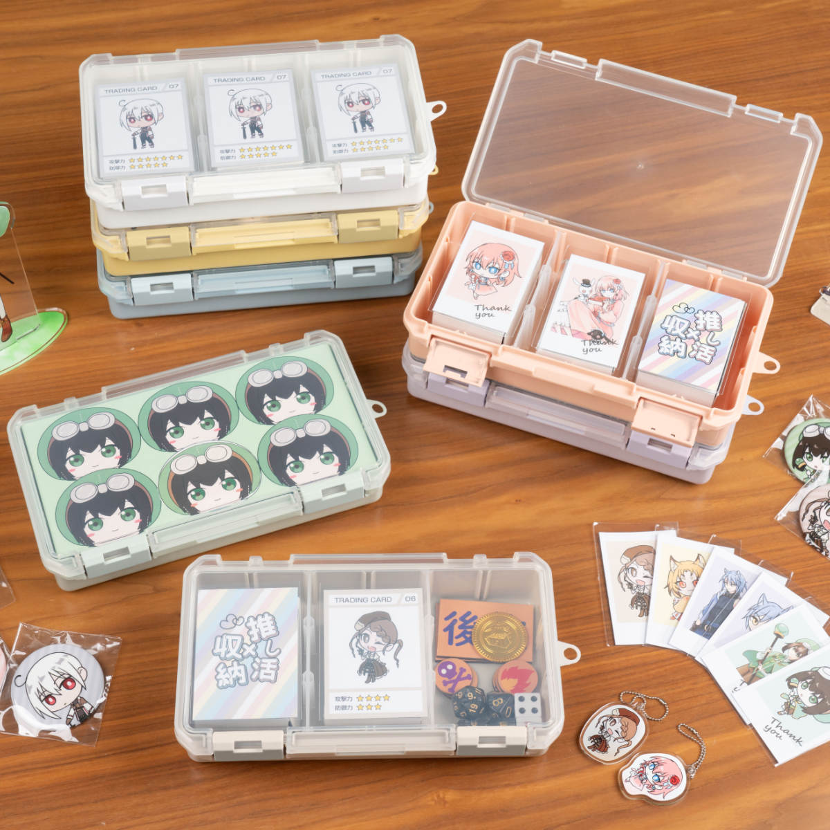 収納ケース 仕切板付き コレクションケース深型 230HF 推し活 ( ホワイト クリア ピンク イエロー グリーン ブルー パープル グレー ベージュ 推し活グッズ 推し ケース かわいい おしゃれ 飾れる 飾る ディスプレイ ) 【グリーン】 グリーン