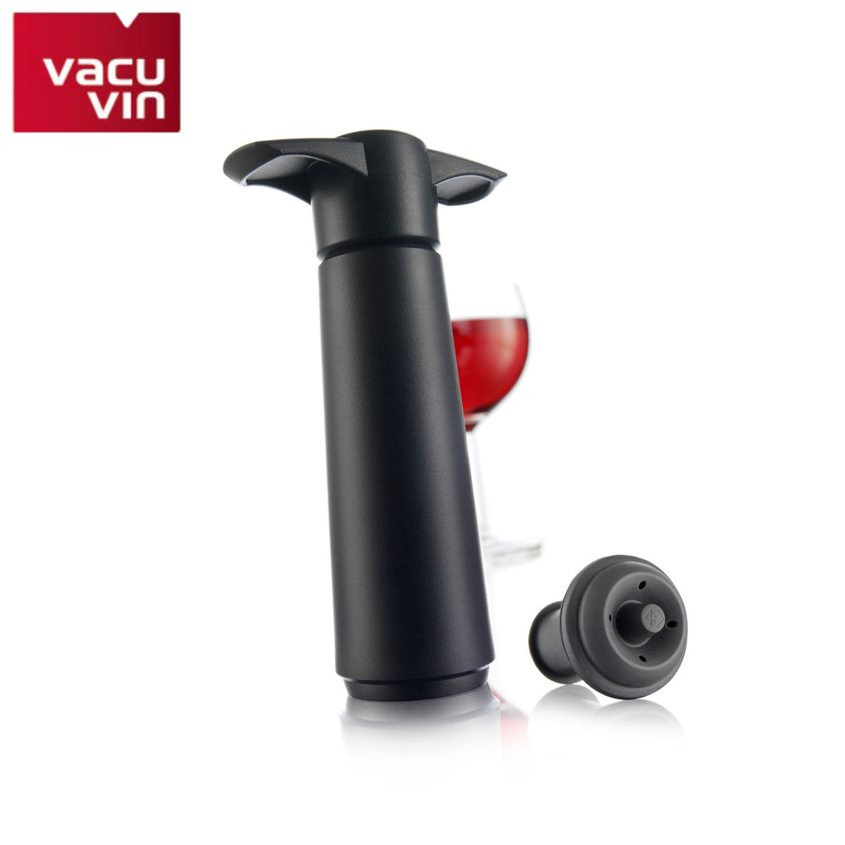 ワインストッパー バキュバン V-40 ( vacuvin ボトルストッパー ポンプ ワイン保存 ワイングッズ 酸化防止 密閉保存 脱気 保存栓 ワイン用キャップ 栓 ワインキャップ ワイン用品 おしゃれ ブラック )