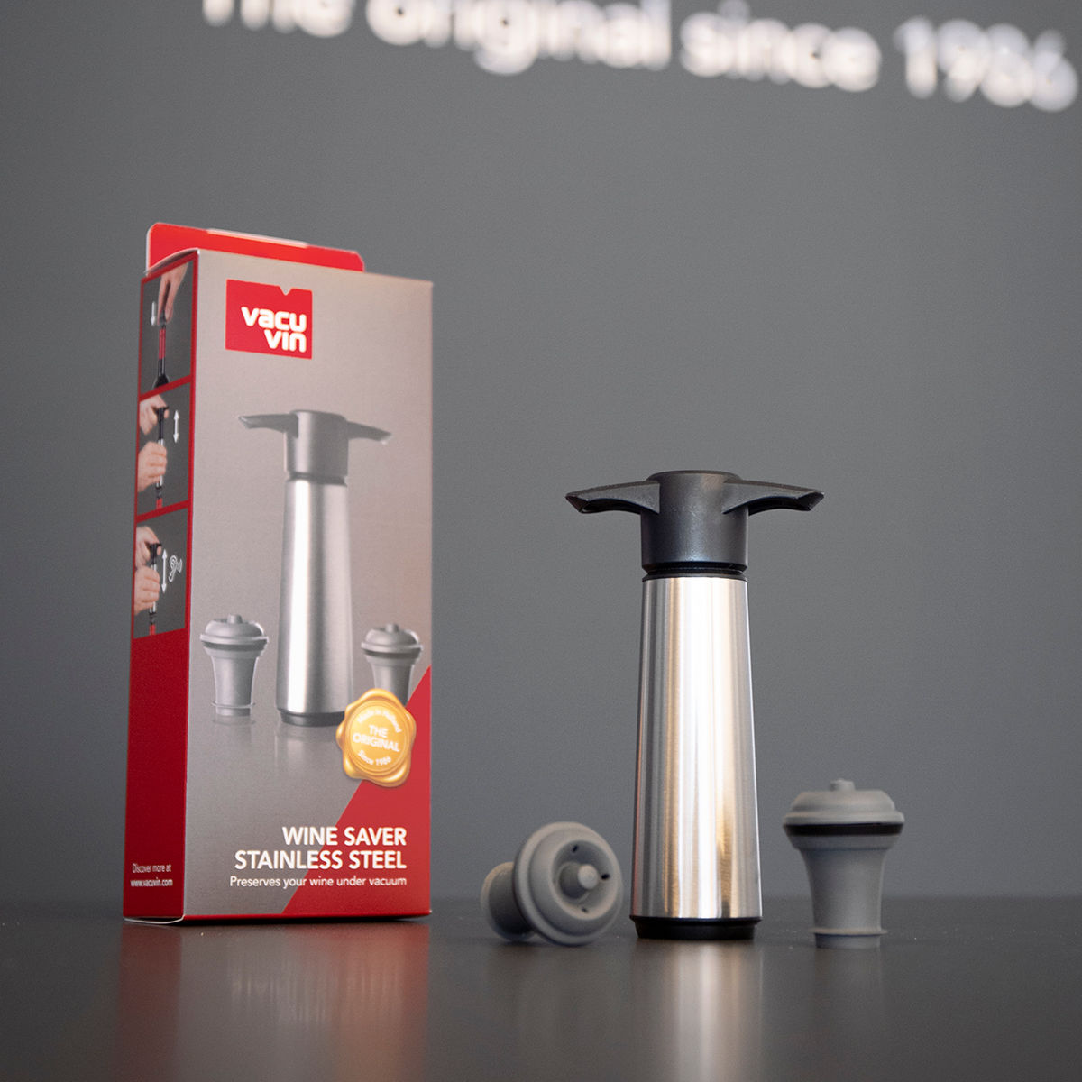 ワインストッパー バキュバン V-20 ステンレス ( vacuvin 栓 スペア ボトルストッパー ワイン保存 ワイングッズ 酸化防止 密閉保存 脱気 保存栓 ワイン用キャップ ワインキャップ ワイン用品 おしゃれ シルバー )