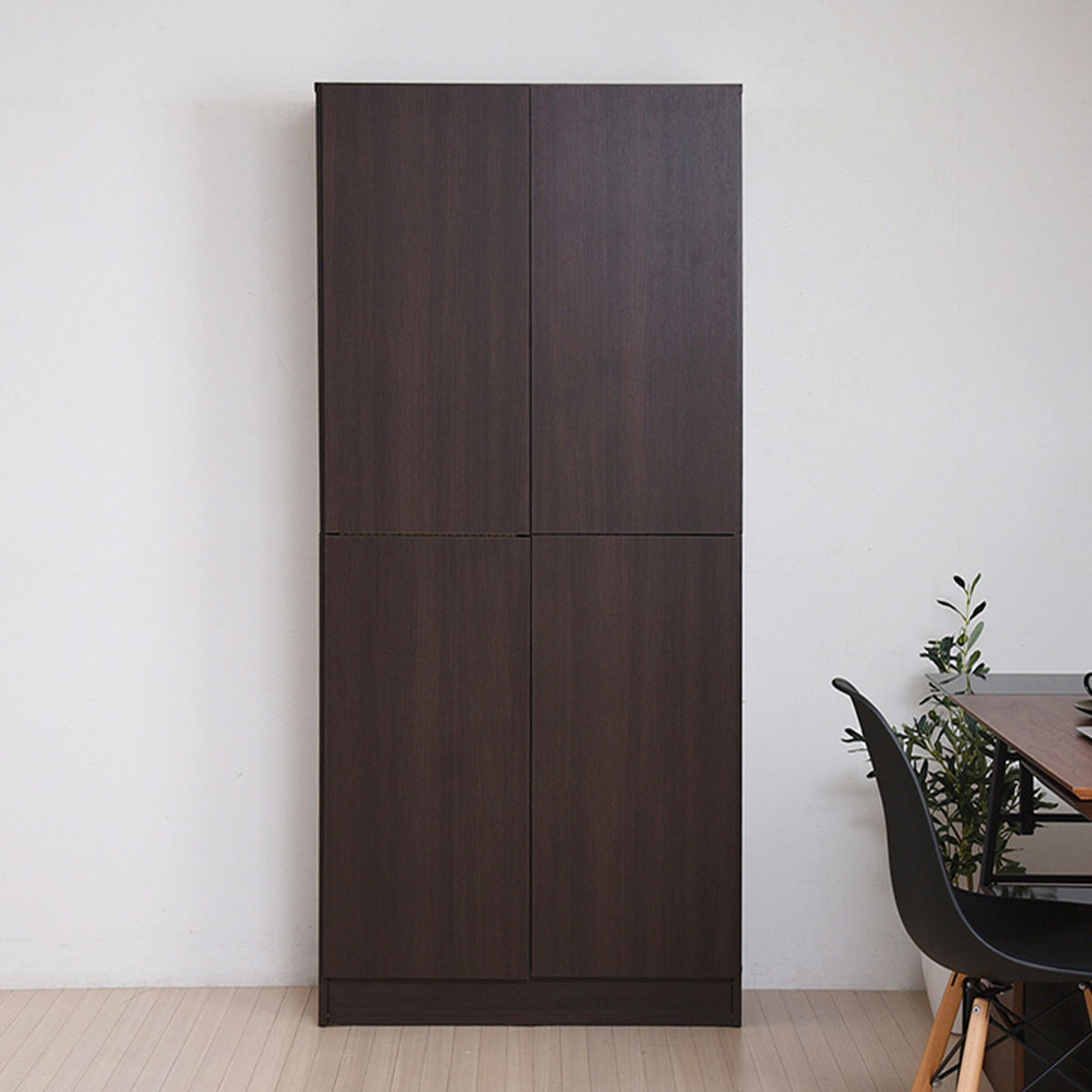 本棚 扉付き 幅81cm 高さ180.5cm 全棚可動 ( ブックシェルフ 1cmピッチ 可動棚 収納 棚 ラック 扉付 シェルフ 深型 家具 コミックラック 大容量 飾り棚 ダークブラウン ホワイト ライトブラウン ) 【ライトブラウン】 ライトブラウン