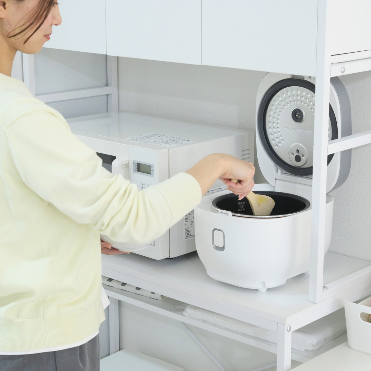 ゴミ箱上ラック 幅92cm メラミン ワイドタイプ ( ゴミ箱上 ラック 高さ170cm 収納 棚 シンプル 家具 ごみ箱上 省スペース 食器収納 家電収納 ブラック×ブラウン ホワイト×ホワイト ) 【ブラック×ブラウン】 ブラック×ブラウン