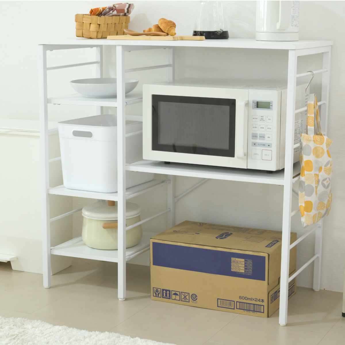 ゴミ箱上 キッチンカウンター 幅90cm 左右組み替え 耐荷重45kg メラミン ( ゴミ箱上ラック ラック 棚 カウンター 収納 家具 ごみ箱上 省スペース 食器収納 家電収納 ブラック×ブラウン ホワイト×ホワイト ) 【ブラック×ブラウン】 ブラック×ブラウン