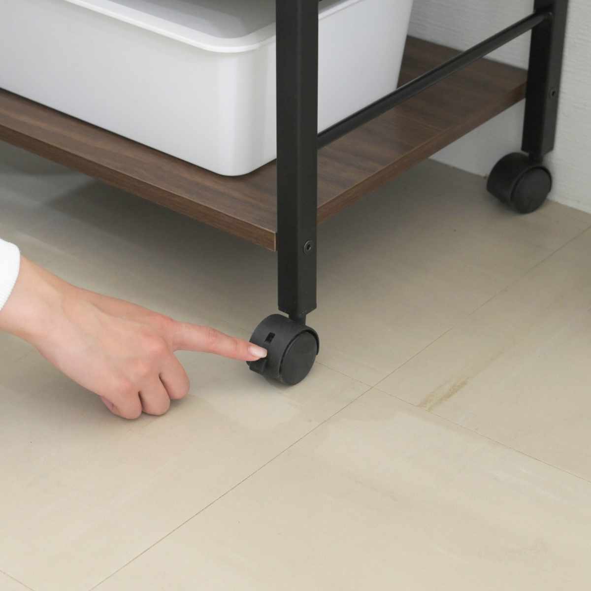 キッチンワゴン 幅50.5cm キャスター付き スリム 作業台 メラミン ( ワゴン キッチン収納 サイドワゴン 棚 家具 キャスター 可動棚 ブラック×ブラウン ホワイト×ホワイト ) 【ブラック×ブラウン】 ブラック×ブラウン