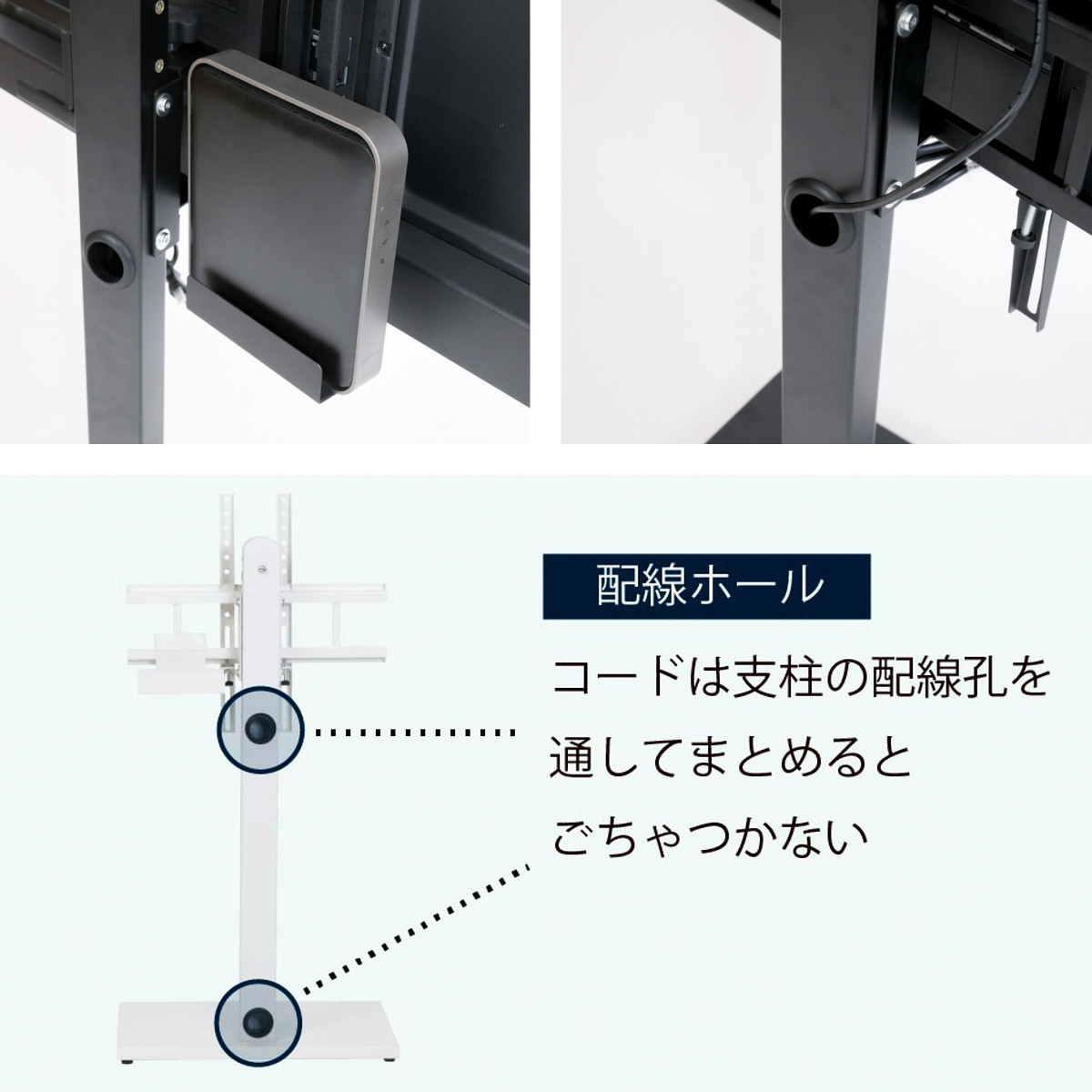 TVスタンド ラック 幅105cm 2点セット 50インチ対応 ( テレビ台 テレビスタンド 棚付 高さ調節 3段階 首振り 壁寄せ テレビボード 大型テレビ 壁面 スタンド・棚セット ブラック ホワイト 省スペース ) 【グレー×ブラック】 グレー×ブラック