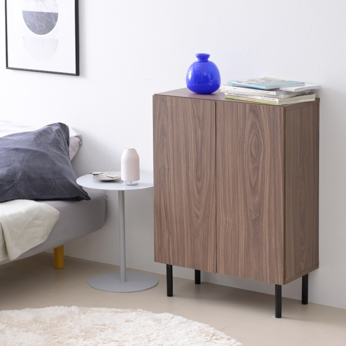 本棚 幅60cm キャビネット 扉付き 背面化粧 ( 棚 ラック 扉収納 可動棚 A4対応 コミック収納 リビング収納 家具 ディスプレイ 飾り棚 お掃除ロボット対応 )