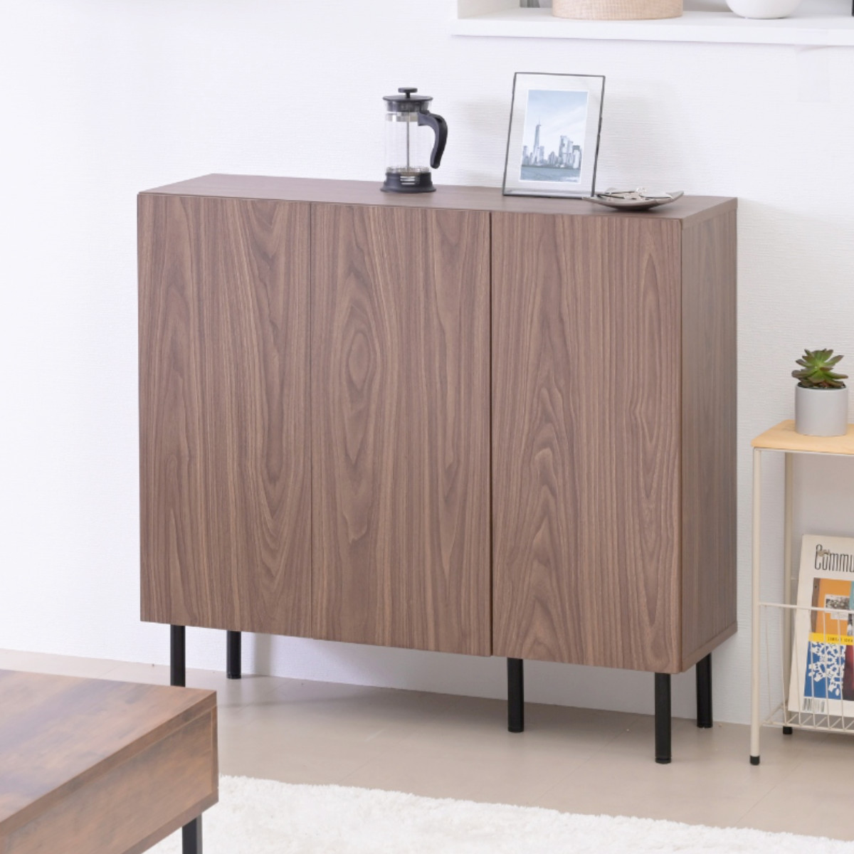 本棚 幅90cm キャビネット 扉付き 背面化粧 ( 棚 ラック 扉収納 可動棚 A4対応 コミック収納 リビング収納 家具 ディスプレイ 飾り棚 お掃除ロボット対応 )