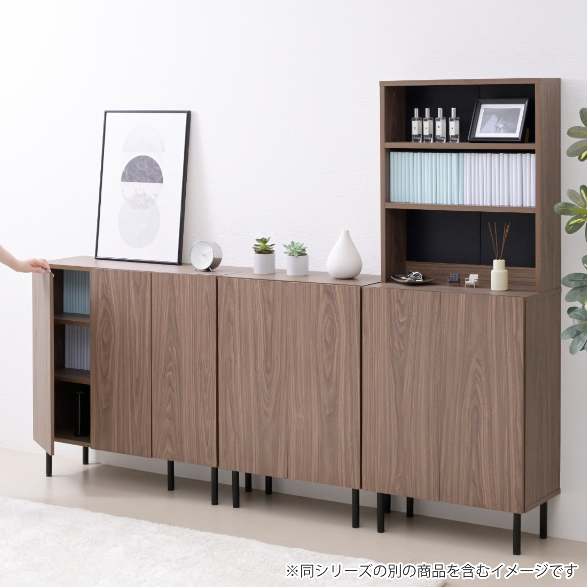 本棚 幅90cm キャビネット 扉付き 背面化粧 ( 棚 ラック 扉収納 可動棚 A4対応 コミック収納 リビング収納 家具 ディスプレイ 飾り棚 お掃除ロボット対応 )