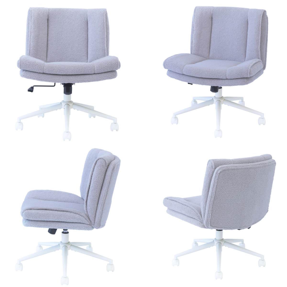 オフィスチェア あぐら 座面幅61cm OURLY あぐらチェア ( ワークチェア パソコンチェア 座面 広い ロッキング機能 高さ調節 回転 肘なし ゲーミングチェア フリース生地 レザー調 ドレッサー チェア アームレスト キャスター付き ) 【ブラウン】 ブラウン