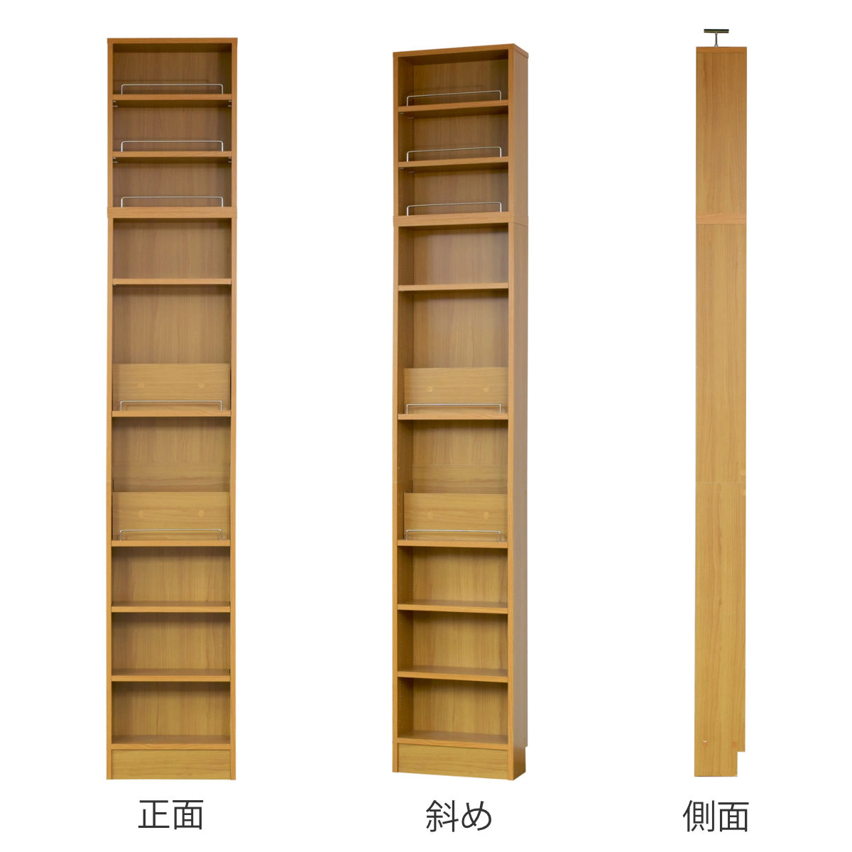 本棚 幅41.5cm 上置きセット 1cmピッチ ディスプレイラック スリム 薄型 オープン棚 ( ラック 棚 1cm刻み 可動棚 奥行スリム 上置き棚 飾り棚 ディスプレイ 雑誌 壁面 大容量 ダークブラウン ホワイト ライトブラウン ) 【ホワイト】 ホワイト