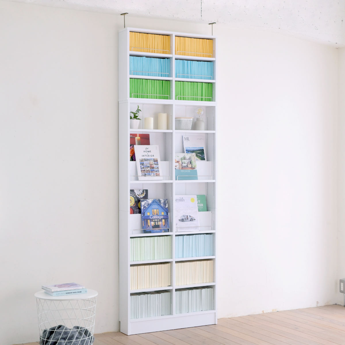 本棚 幅81cm 上置きセット 1cmピッチ ディスプレイラック スリム 薄型 オープン棚 ( ラック 棚 1cm刻み 可動棚 奥行スリム 上置き棚 飾り棚 ディスプレイ 雑誌 壁面 大容量 ダークブラウン ホワイト ライトブラウン ) 【ライトブラウン】 ライトブラウン