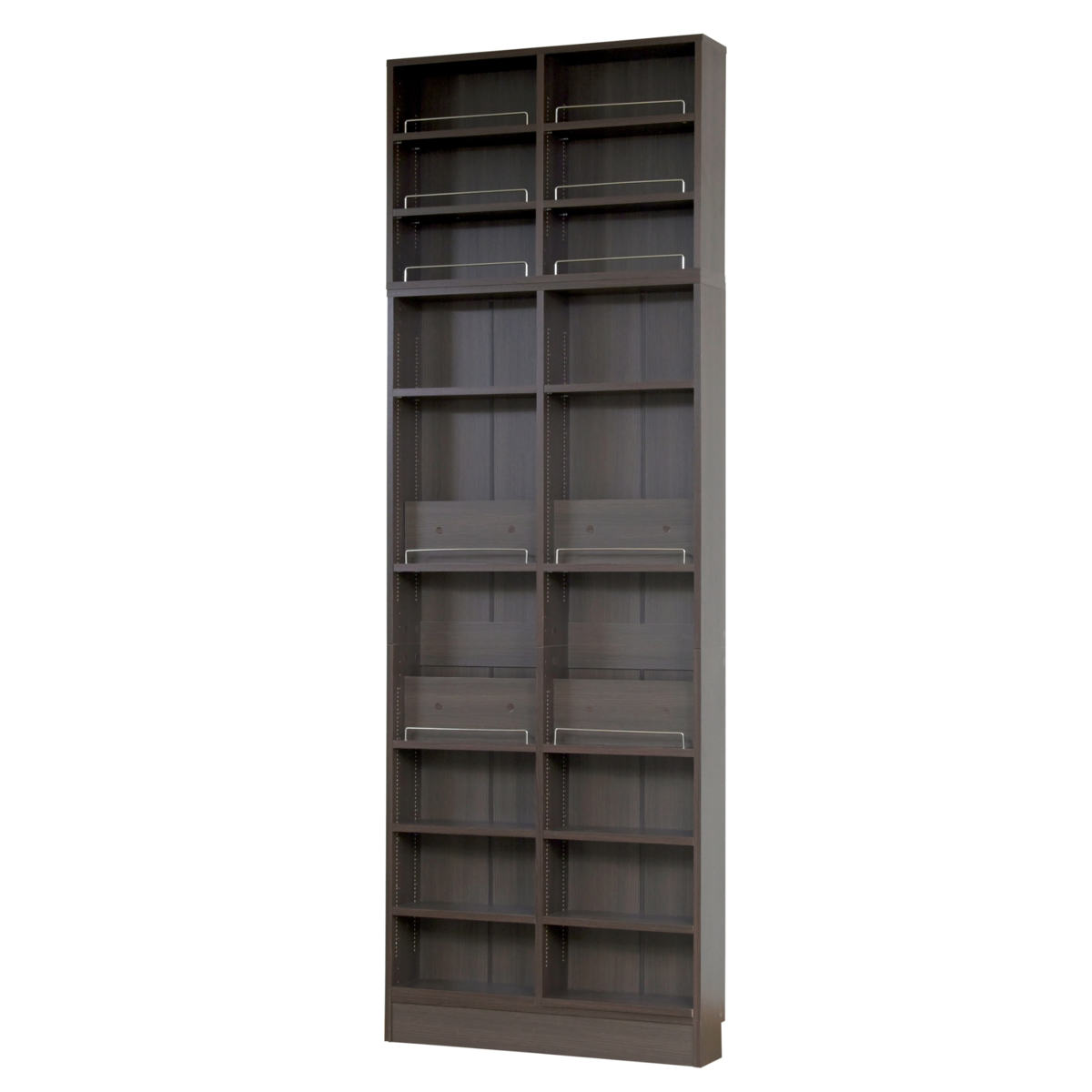 本棚 幅81cm 上置きセット 1cmピッチ ディスプレイラック スリム 薄型 オープン棚 ( ラック 棚 1cm刻み 可動棚 奥行スリム 上置き棚 飾り棚 ディスプレイ 雑誌 壁面 大容量 ダークブラウン ホワイト ライトブラウン ) 【ライトブラウン】 ライトブラウン